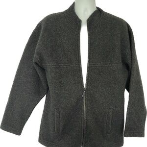 Mens S Sweater Native World Full Zip Gray Possum Fur Merino Wool New Zealand